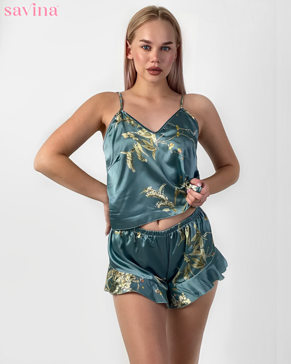 Pijama FlowerLux™ | Elegância e Conforto (Conjunto Completo)